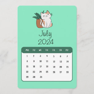 July 2024 Stand Alone Cat And Plant Calendar Menu