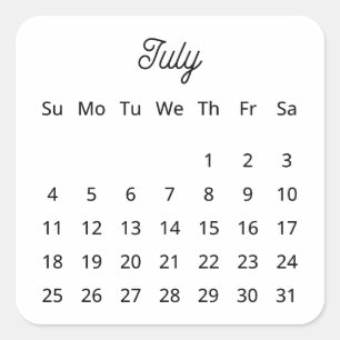 July 2027 Flex Start Calendar Square Sticker