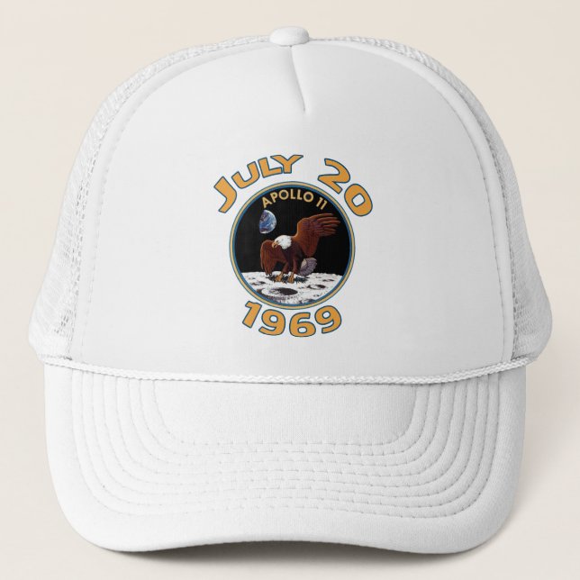 July 20, 1969 Apollo 11 Mission to the Moon Trucker Hat (Front)