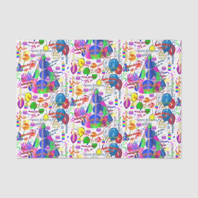 July, 20 Birthday Tissue Paper (Front)