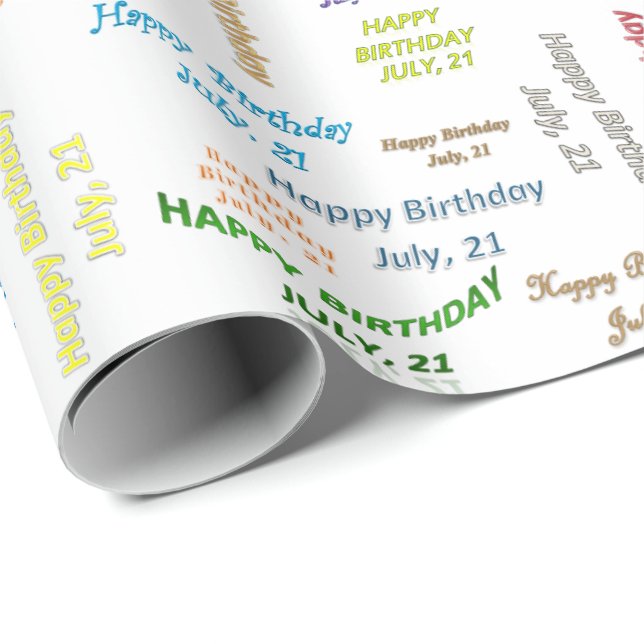 July, 21 Birthday Gift Wrapping Paper (Roll Corner)