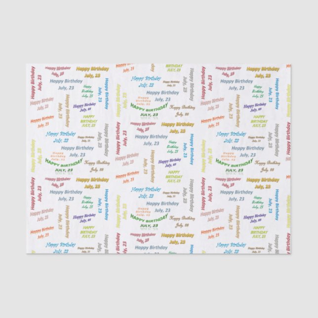 July, 23 Birthday Tissue Paper (Front)