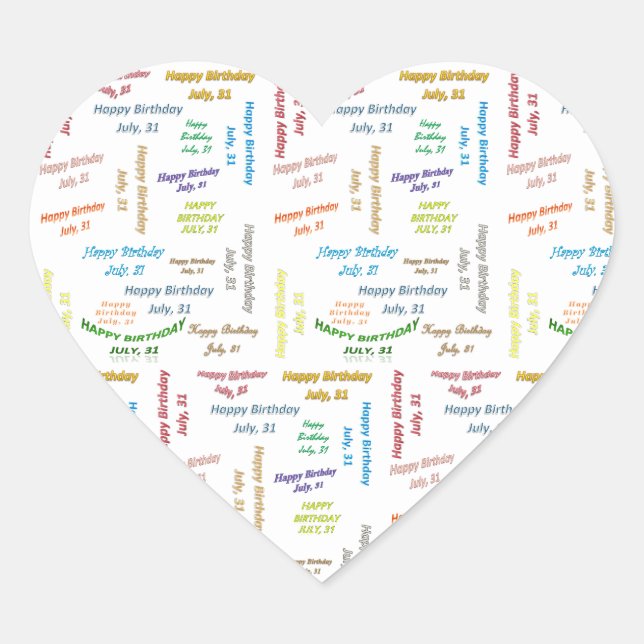 July, 31 Birthday Sticker (Front)