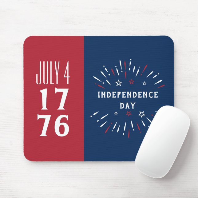 July 4 1776 America USA Independence Day Fireworks Mouse Mat (With Mouse)