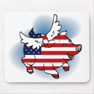 July 4 - 4th of July Patriotic Flying Pig(s) Mouse Mat