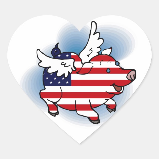 July 4 - 4th of July Patriotic Flying Pig Stickers (Front)