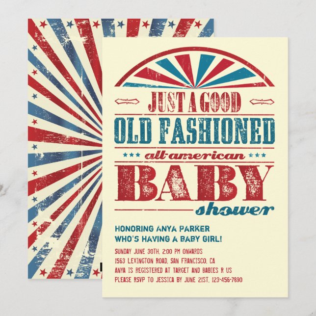 July 4 BBQ Baby Shower Invitation (Front/Back)