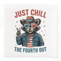 July 4 BBQ Cool Retro Racoon Chill The Fourth Out