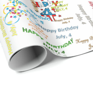 July, 4 Birthday Gift Wrapping Paper