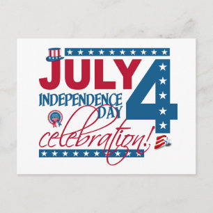 JULY 4 Celebration postcard, customise Postcard