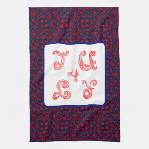 July 4 Sparkle Fabric Font Fireworks Kitchen Towel