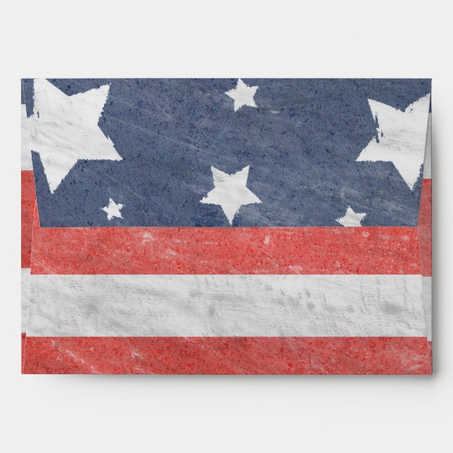July 4 Stars & Stripes USA Invitation Envelope (Back (Top Flap))