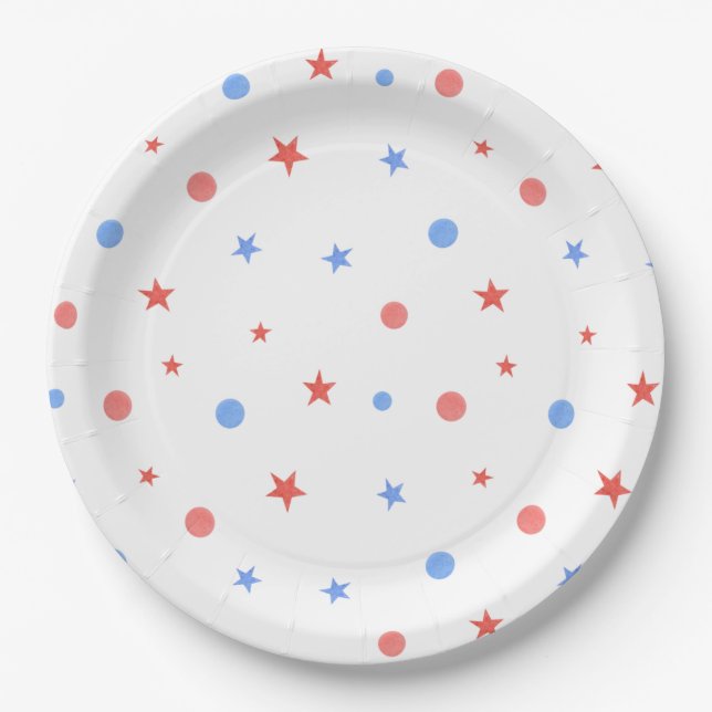july 4 th red blue and white party paper plates (Front)
