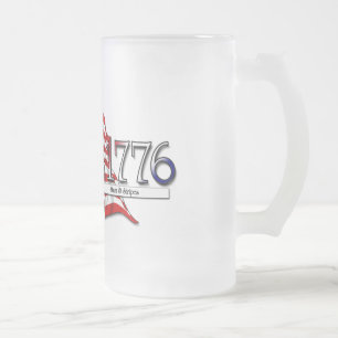 July 4th 1776 Stars & Stripes Frosted Glass Beer Mug