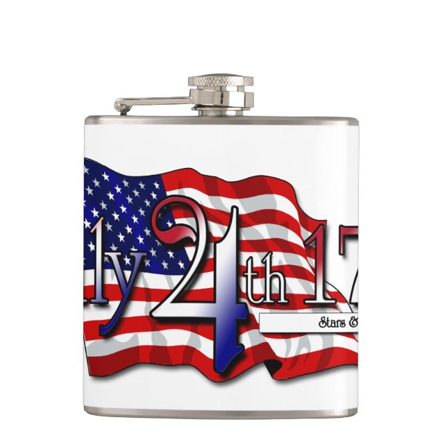July 4th 1776 Stars & Stripes Hip Flask (Front)