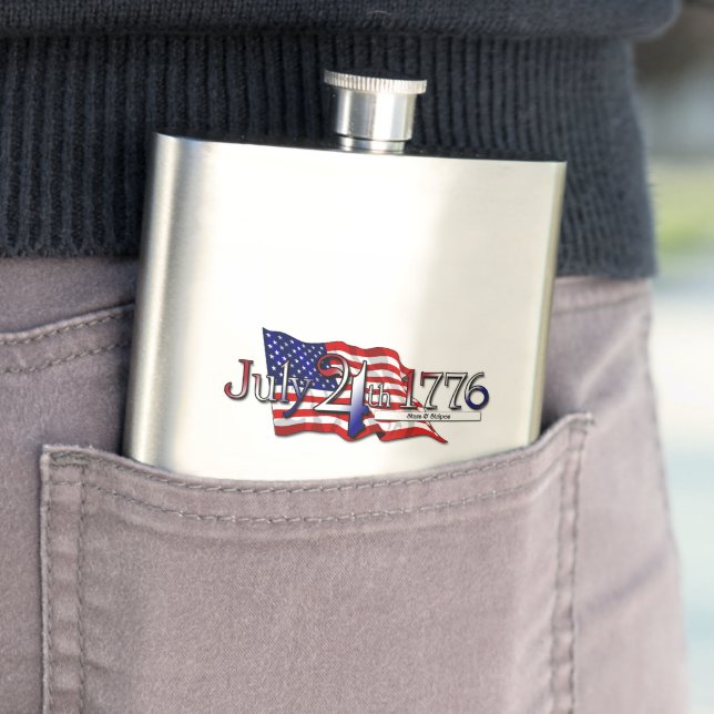 July 4th 1776 Stars & Stripes Hip Flask (In Situ)
