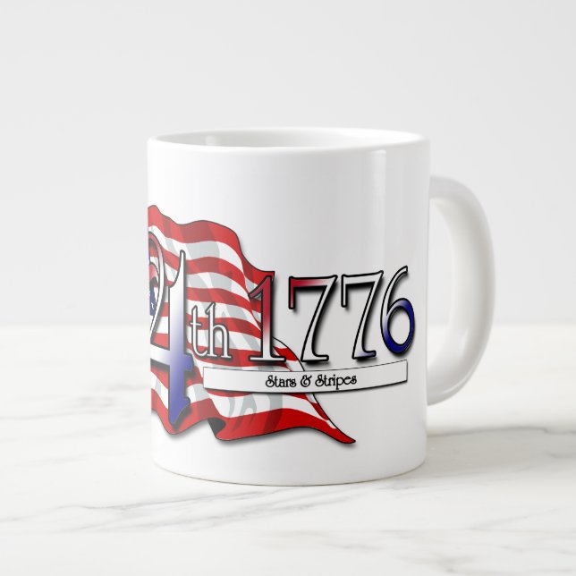 July 4th 1776 Stars & Stripes Large Coffee Mug (Front Right)
