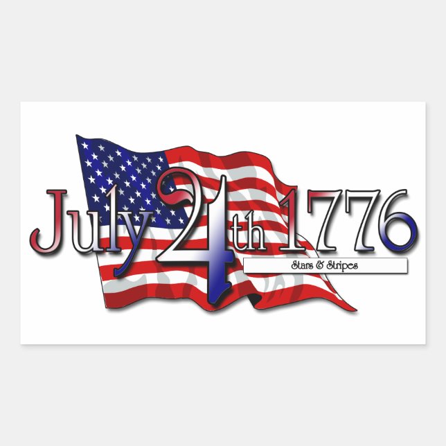 July 4th 1776 Stars & Stripes Rectangular Sticker (Front)