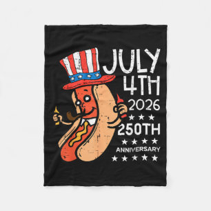 July 4th 2026 250th Anniversary Hotdog 250 Years Fleece Blanket