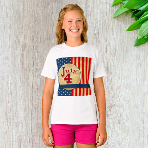 July 4th American Flag Girls T-Shirt