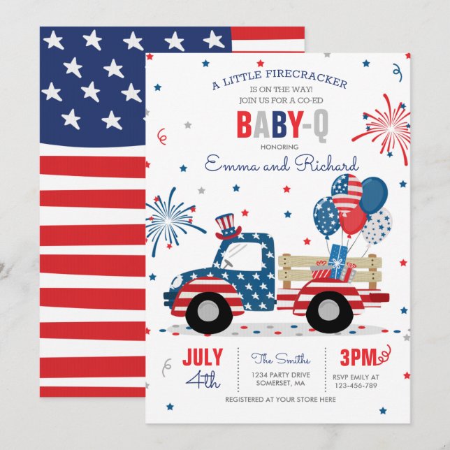 July 4th Baby Shower Baby-Q Baby Shower July BBQ Invitation (Front/Back)