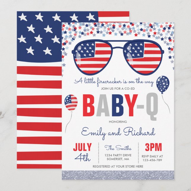 July 4th Baby Shower Baby-Q Baby Shower July BBQ Invitation (Front/Back)