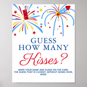 July 4th Baby Shower Game How Many Kisses Poster
