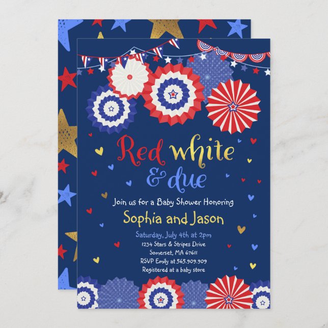 July 4th Baby Shower Invitation 4th of July Shower (Front/Back)
