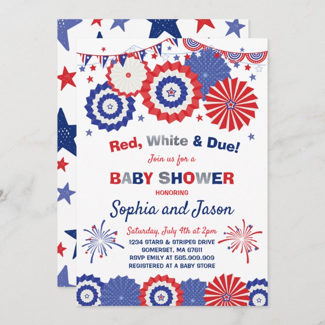 July 4th Baby Shower Invitation 4th of July Shower (Front/Back)