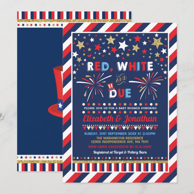 July 4th Baby Shower Patriotic Fourth of July Invitation (Front/Back)