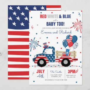July 4th Baby Shower Red White Blue Baby Shower In Invitation