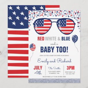 July 4th Baby Shower Red White Blue Baby Shower Invitation