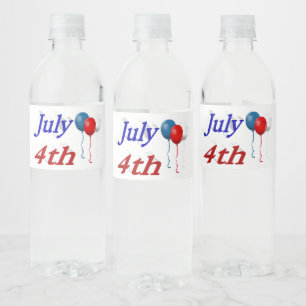 July 4th Balloons  Water Bottle Label