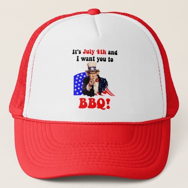 July 4th barbecue trucker hat (Front)