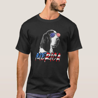 July 4th Basset Hound Merica American Flag Patriot T-Shirt