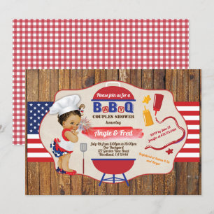 July 4th BBQ baby girl shower red white blue Invitation