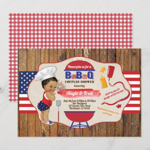 July 4th BBQ baby girl shower red white blue Invitation