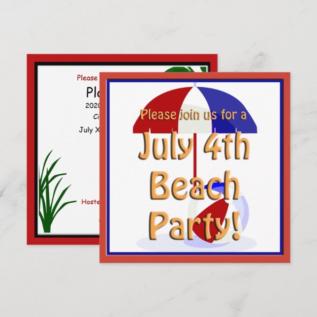 July 4th Beach Party Invite (Front/Back)