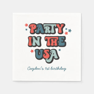 July 4th Birthday Party in the USA Invitation Napkin