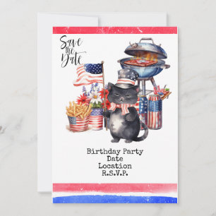 July 4th Birthday Party  Invitation American theme