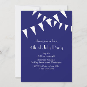 July 4th Blue Flags Party Invitation