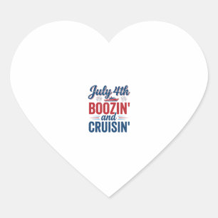 July 4th Boozin And Cruisin Vintage Boat Shirt_1 Heart Sticker
