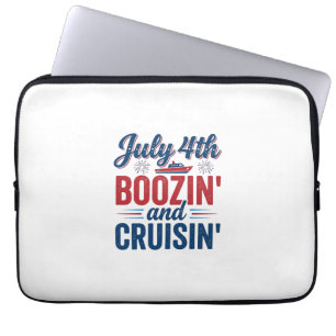 July 4th Boozin And Cruisin Vintage Boat Shirt_1 Laptop Sleeve