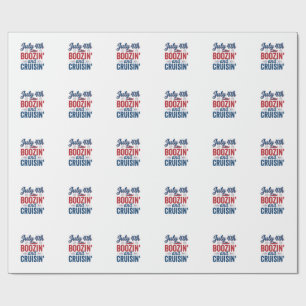 July 4th Boozin And Cruisin Vintage Boat Shirt_1 Wrapping Paper