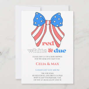 July 4th Bow Independence Day American Baby Shower Invitation