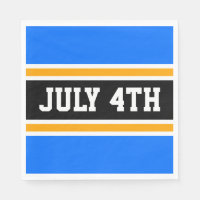 JULY 4TH Bright Blue Black White Racing Stripes
