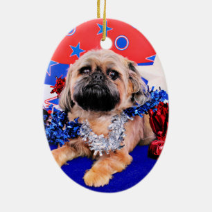 July 4th - Brussels Griffon - Oliver Ceramic Tree Decoration