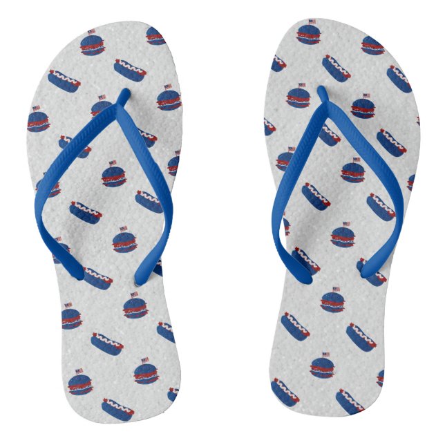 July 4th Burger & Hot Dog Glitter Flip Flops (Footbed)