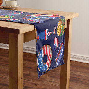 July 4th Celebration Cookies Doughnuts Ice Cream Short Table Runner