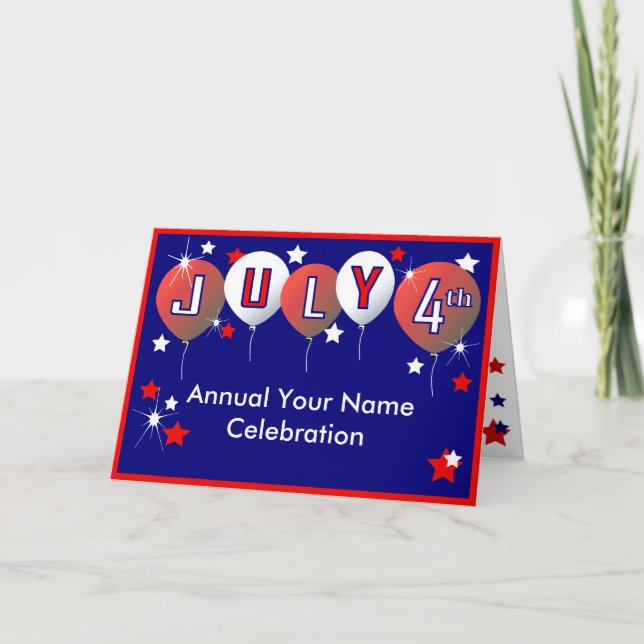 July 4th Celebration Invitation Greeting Card (Front)